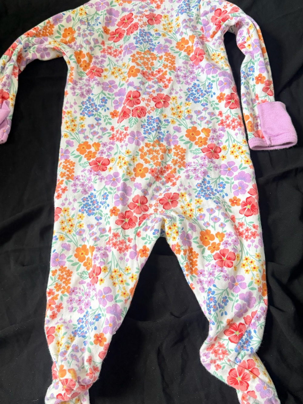 wonder nation Floral Footed One-Piece Pajamas - Pink, Orange & Purple - Picture 2 of 3